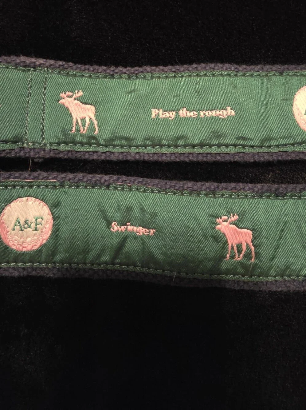 Abercrombie And Fitch Green Ribbon Golf Belt With Moose Detail Vintage